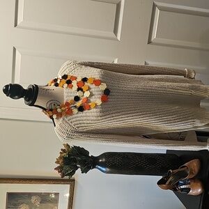 Wilfred Beige Cable Knit Sweater, Cream with Slitted Sides, Women's, XS/S